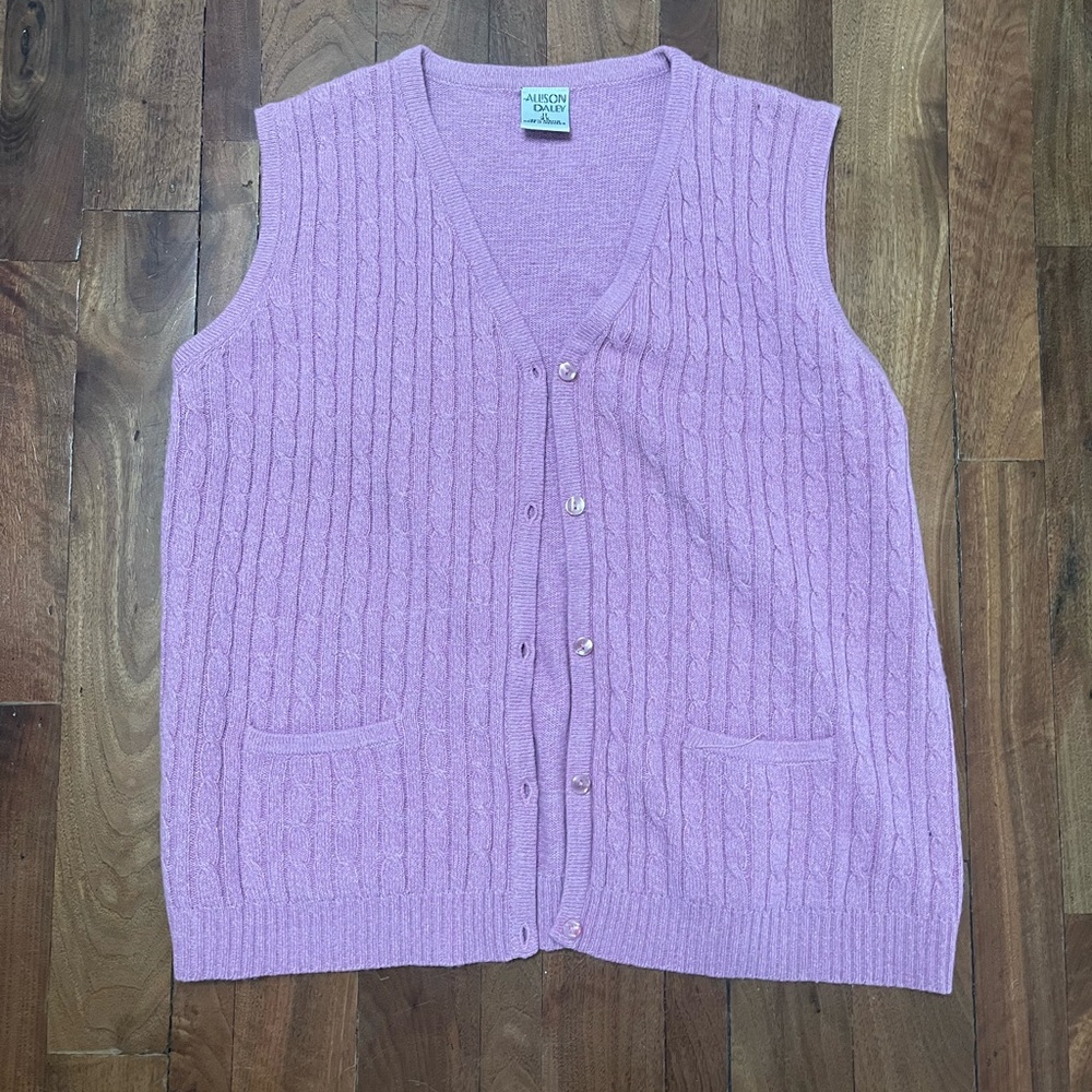 Pink Cable Knit Button-Up Vest